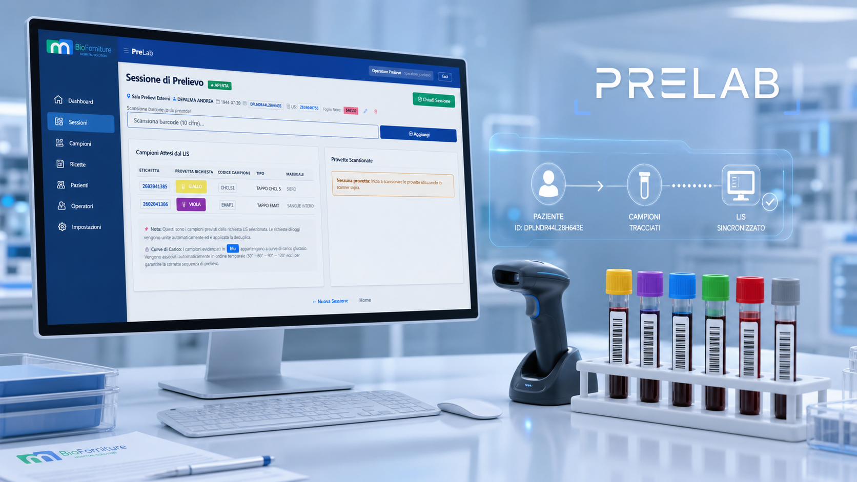 PRELAB in ambiente clinico, workstation e provette pre-barcodate